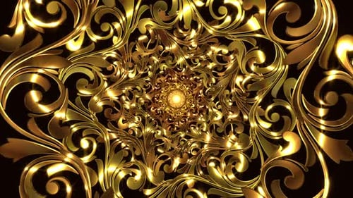 Golden Ornate Swirl Tunnel Loop Background