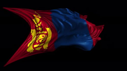 Realistic Waving Mongolian Flag with Alpha Channel