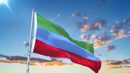 Waving Dagestan Flag Realistic 3D Animation