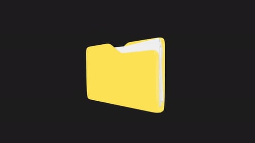 Animated 3D Yellow Folder with Documents Icon