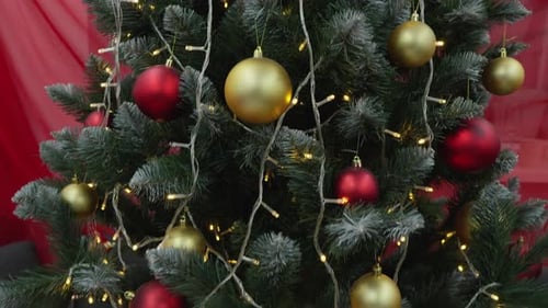 Christmas Tree with Red and Gold Decorations