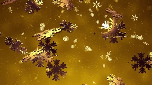 Golden Christmas Snowflakes Falling V4
