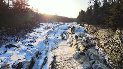 Amazing view sunset and the peaceful flow of the river. North Minnesota.