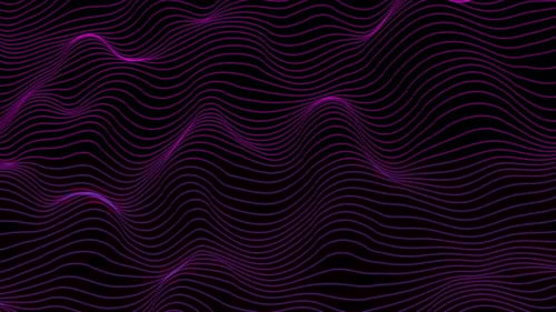 color púrpura abstracto, líneas de onda, fondo de partículas. Tecnología, patrón sin fisuras, líneas dinámicas