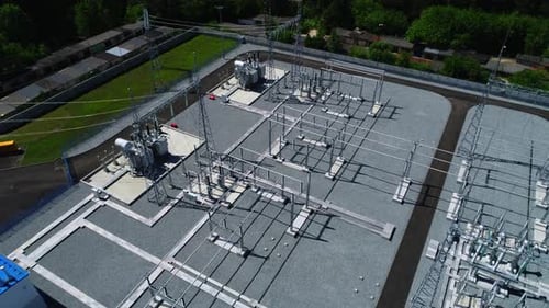 Area of Electricity Substation with Different Equipment