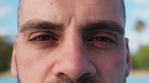 Eyes Of A Disappointed Man Outdoors