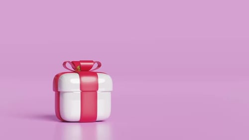 Modern 3D Gift Box Opening Animation with Glitter