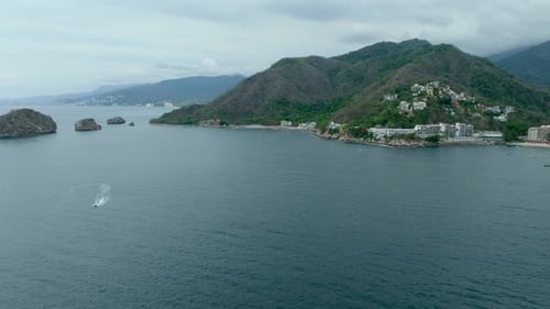 Mismaloya Beach, Hotels And Mountains In Puerto Vallarta, Mexico - Drone Shot
