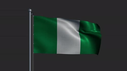 Realistic Waving Nigeria Flag Animation on Flagpole