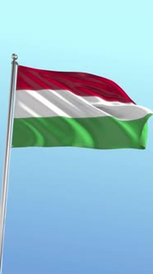 Realistic Hungarian Flag Waving Loop Vertical Video