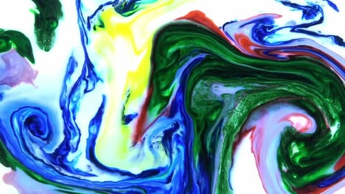 Colorful Paint Swirls and Blends on White Background