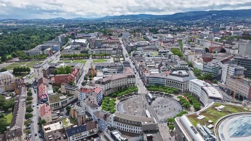 Aerial view of Königsplatz in Kassel , Germany