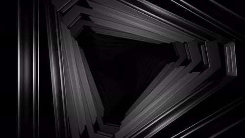 Eintritt in einen einfarbigen dreieckigen Weltraumtunnel