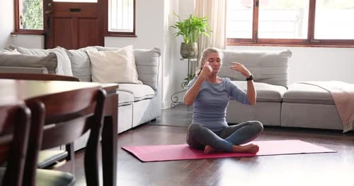 Woman Meditating at Home for Healthy Lifestyle