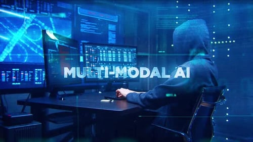 Fondo de datos futuristas de tecnología multimodal Ai Concept, color azul