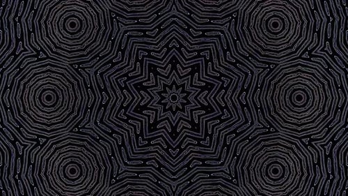 3D Animated digital abstract. Colorful curved and circular lines on black background, seamless loop