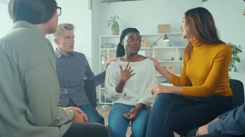 Adults in Group Therapy Talking and Listening