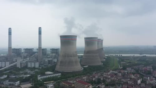 Aerial View of a Thermal Power Plant in China