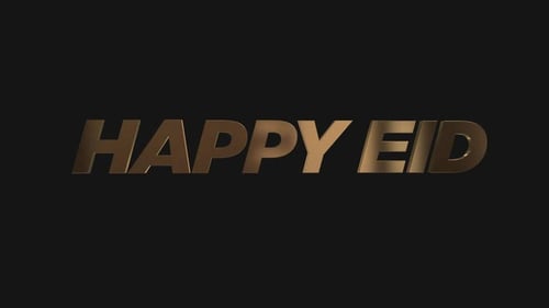 Happy Eid Gold Text Alpha Channel