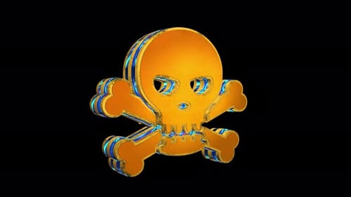 Skull piracy isolated symbol 3d spectacular rotate loop