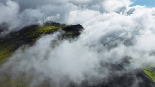 Clouds Above Green Hills Paradise Heaven Mountain Range with High Peaks Wonderful Inspiring Nature