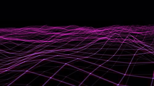 Campo de cuadrícula digital 3D rosa fluido. Red abstracta de ciencia ficción o estructura de alambre. Onda dinámica digital.