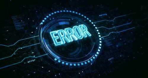 Futuristic ERROR Text Animation with Digital Circuitry and HUD Elements