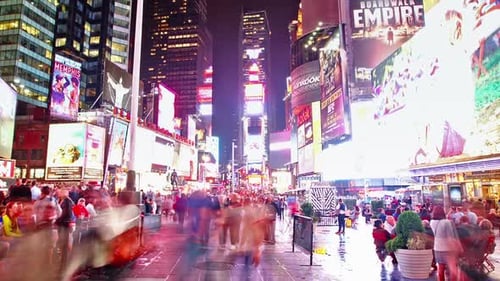Times square traffic flows in a stunning night time lapse of New York City