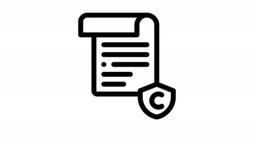 Animated Copyright Legal Document Line Icon
