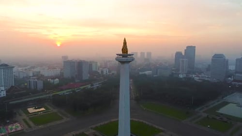 Monument National Indonesia Ikone Sonnenaufgang und Sonnenuntergang