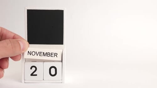 White Calendar Shows November Twentieth on White Background