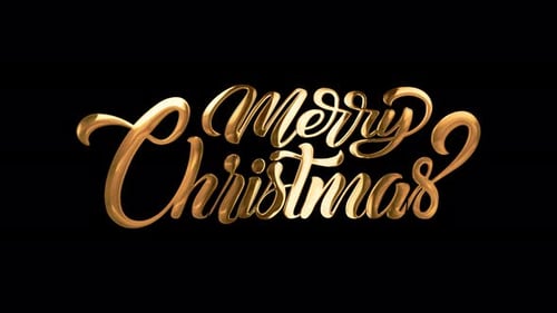 Frohe Weihnachten Frohes Neues Jahr 2024 Typografie Goldene Textanimation auf schwarzem Hintergrund