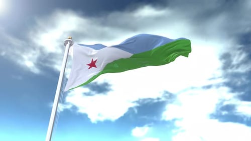 Realistic Waving Djibouti Flag Animation