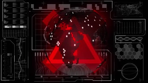 Animation of red x and triangle warning over data processing on interface