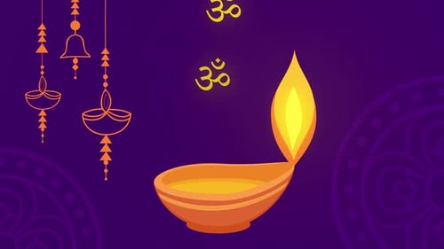 Lampe illuminée Happy Diwali, fête religieuse indienne et auspicieuse des lumières