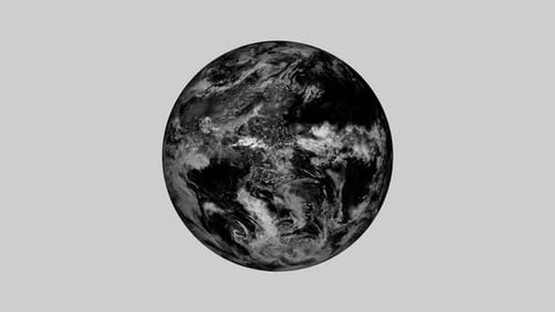 Rotating Grayscale Planet Earth Globe Animation Loop