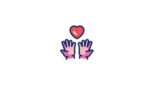 Animated Hands Opening and Revealing a Beating Heart