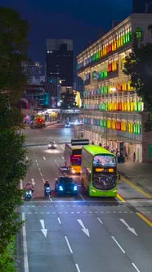 Night View of Old Hill Street Police Station in Singapore