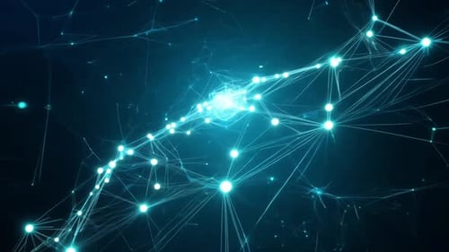 Abstract Glowing Virtual Neural Network Of Artificial Intelligence
