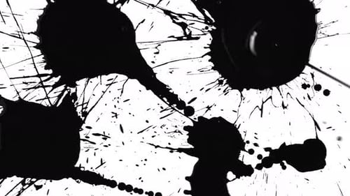 Hison Collection: Ink squirted in a corner with omnipresent droplets on surface shot in 4k