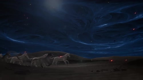 Horse Running Night 4K Loop