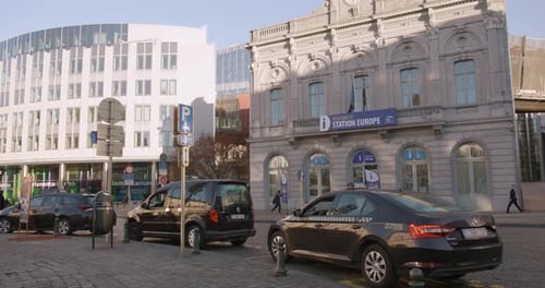 Station Europe, railway station near European Parliament, EU