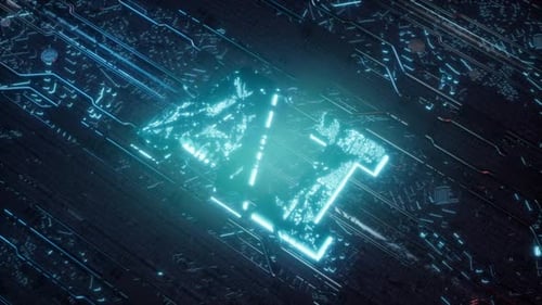 KI-Konzept mit leuchtendem Hintergrund digitaler Schaltungen