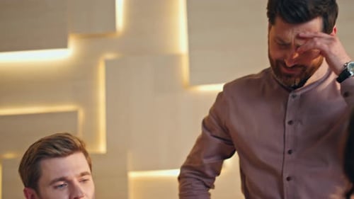 Disappointed Business Team Feeling Stressed of Corporate Problems Close Up