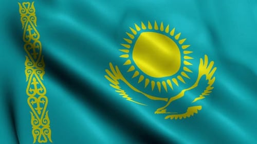 Waving Kazakhstan Flag Loop Animation
