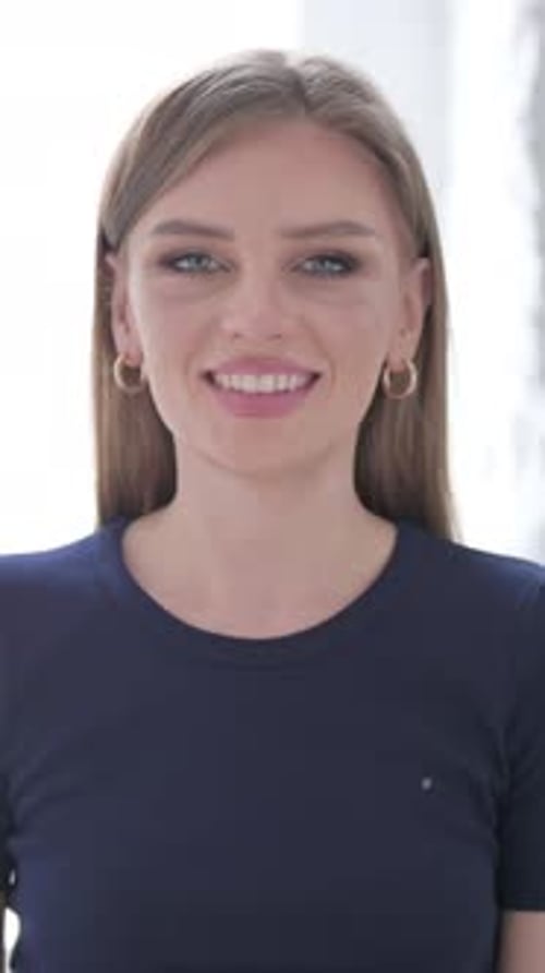 Portrait of Woman Shaking Head as Yes Sign, Approval, Vertical Video