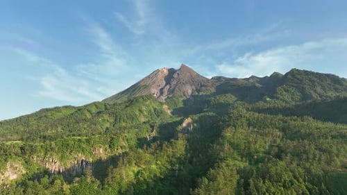 Aerial View of Mount Merapi in the Morning