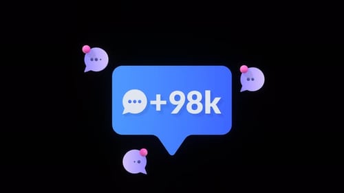 Floating social media comment counter animation. Looping animation with alpha channel.