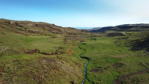 Volcanic Mountain Valley Iceland Northern Landscape From Height Beautiful View of the Iceland Nature