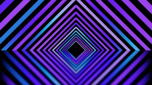 Los triángulos con brillo de neón degradado púrpura se reflejan en la animación del bucle del piso